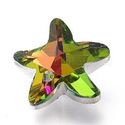 カット加工ガラスチャーム  ヒトデ  バックメッキ  カラフル  14x15x7mm  穴：1.4mm&nbsp;LS-GLAA-H101-A-11