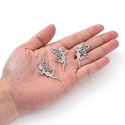 変色しにくい201ステンレススチールペンダント  レーザー切断  妖精  ステンレス鋼色  41x25x1mm  穴：1.8mm&nbsp;STAS-T056-LA326-1