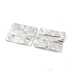 変色しない304ステンレススチールペンダント  テクスチャ  スクエアチャーム  ステンレス鋼色  28x28x2mm  穴：2mm&nbsp;STAS-P365-13P