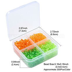 1200個4色透明アクリルビーズ  双円錐形  ミックスカラー  4x4mm  穴：1.2mm  300個/カラー&nbsp;TACR-YW0002-41B