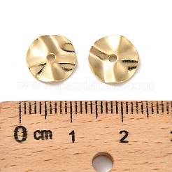 真鍮製スペーサービーズ  ウェーブフラットラウンド  カドミウムフリー＆鉛フリー  24KGP本金メッキ  10x2mm  穴：1.2mm&nbsp;KK-F907-07G