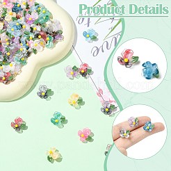 100本10色透明樹脂カボション  花  グリッターパウダー付き  ミックスカラー  15x14.5x6.5mm  10個/カラー&nbsp;FIND-CJ0004-67