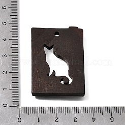 ウッドペンダント  ココナッツブラウン  猫の形のチャーム  39.5x29.5x5mm  穴：2.5mm&nbsp;WD-CBA27E8-01F