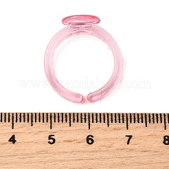 子供用透明プラスチックオープンカフリング部品  フラットパッドリング設定  ピンク  トレイ：10.5mm  内径: 調節可能&nbsp;KY-C022-01A