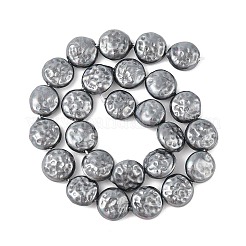電気めっきシェルパールビーズ連売り  フラットラウンド  グレー  14.5~16x7.5~8mm  穴：1.2mm  約27個/連  15.87''~15.94''（40.3~40.5センチメートル）&nbsp;BSHE-Z007-02A