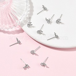 シェグレース 真鍮製マイクロパヴェ キュービックジルコニア スタッドピアス  ムーン  鉛フリー＆カドミウムフリー＆ニッケルフリー  プラチナメッキ  7x7mm&nbsp;XGRQ4N495-709P
