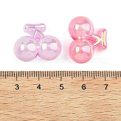 明るい不透明なアクリル ビーズ  虹色の  チェリー  暗闇で光る  グリッターパウダー付き  ミックスカラー  18x21.5x11.5mm  穴：2.5mm&nbsp;MACR-K361-52