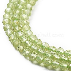 天然石ペリドットビーズ連売り  ラウンド  多面カット  グレードA  2~2.5mm  穴：0.7mm  約240個/連  15.35''（39センチメートル）&nbsp;X-G-B107-A06-01A