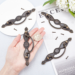 亜鉛合金ハンドル  ジュエリーボックスアクセサリー  アンティークブロンズ  35x136.5x15mm  穴：2.4mm  ネジ:12.5x4mm&nbsp;PALLOY-WH0072-37AB