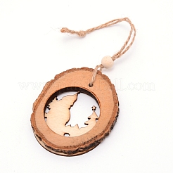 中空の木製のクリスマス飾り  ロープで装飾をぶら下げ木の休日  サンタクロース  カラフル  195x58x8mm&nbsp;WOOD-WH0112-14