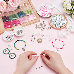 DIYジュエリー作成キット  合金ペンダント入り  アクリルとガラスのシードビーズ  フラット弾性クリスタルストリング  ミックスカラー  15.5x13.5x3.5mm  穴：1.6mm&nbsp;DIY-SC0033-75