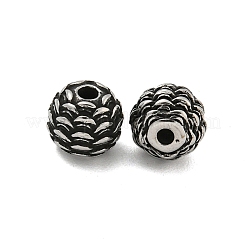丸型304ステンレススチールビーズ  アンティークシルバー  7.5x7mm  穴：1.8mm&nbsp;STAS-E214-01AS-02