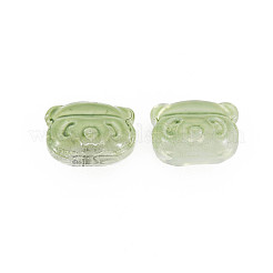 ツートン透明スプレー塗装ガラスビーズ  クマ  黄緑  10x13x8.5mm  穴：1mm&nbsp;GLAA-T022-03-C02