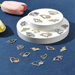36 個 9 スタイル合金リンクコネクター  ハートリンク  ゴールデン＆シルバー  12~19x13.5~25x1~3mm  穴：1.2~2mm  4個/スタイル&nbsp;FIND-FS0003-16