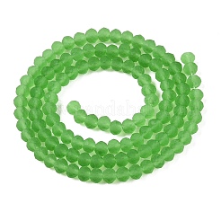 透明ガラスビーズ連売り  多面カット  艶消し  ロンデル  ライムグリーン  3.5~3.8mm  穴：0.8~1mm  約105~110個/連  29~31cm&nbsp;EGLA-A044-T3mm-MD11