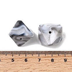 不透明なアクリルビーズ  天然石風  ナゲット  ツートン  多面カット  ホワイト  11.5x19.5x21.5mm  穴：1.8mm  179個/ 500g&nbsp;LS-OACR-D320-02B