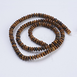 天然石タイガーアイビーズ連売り  ロンデル  4.5~5x2~2.5mm  穴：0.8mm  約162~166個/連  15インチ&nbsp;G-P354-02-4x2mm