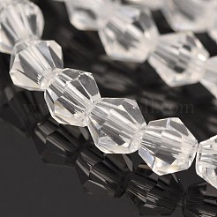 カット加工ダブルコーンガラスビーズ連売り  透明  4x4mm  穴：0.8~1mm  約75~78個/連  28~29cm&nbsp;EGLA-P016-4mm-01