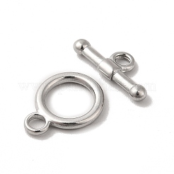 変色しない304ステンレススチールのトグル留め具  リング  ステンレス鋼色  リング：15.5x12x2mm  穴：2mm  バー：17x7x3mm  穴：2.5mm&nbsp;STAS-H212-19P