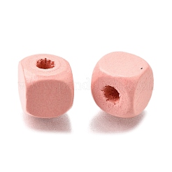 スプレー塗装木製ビーズ  正方形  ミスティローズ  10x10x10mm  穴：3mm&nbsp;WOOD-P021-01C-25