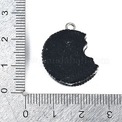 不透明樹脂ペンダント  プラチナ鉄ループ付き  ビスケット  ブラック  23x21x7.5mm  穴：2mm&nbsp;RESI-R458-03