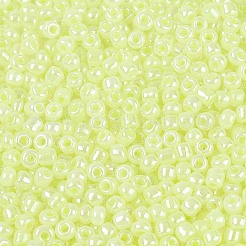 8/0 ガラスシードビーズ  セイロン  ラウンド  緑黄  3mm  穴：1mm  約2222個/100g&nbsp;X1-SEED-A011-3mm-152