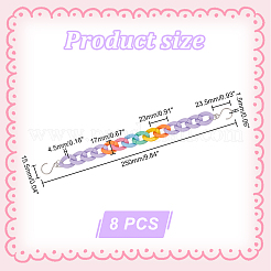 アクリルリンク靴飾りチェーン  ステンレススチール製のS字フッククラスプ付き  ミックスカラー  250mm  8個/箱&nbsp;FIND-AB00041