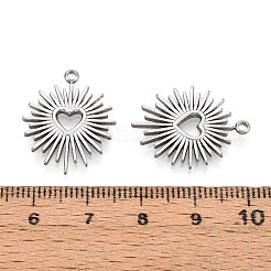 変色しない304ステンレススチールペンダント  ハートチャーム  ステンレス鋼色  22.5x18x2mm  穴：1.8mm&nbsp;X-STAS-I671-01P