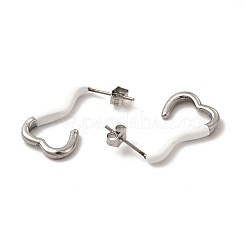 変色しない304ステンレススチール製ハートスタッドピアス（女性用）  ステンレス鋼色  25x13x3mm  ピン：0.7mm&nbsp;EJEW-P219-05P