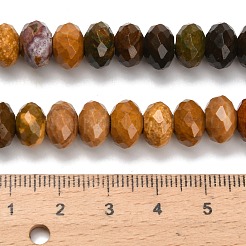 天然石オーシャンジャスパービーズ連売り  ロンデル  多面カット  9.5~10x6~7mm  穴：1~1.2mm  約58~60個/連  15.28~15.47インチ（38.8~39.3cm）&nbsp;G-C259-A14-6x10mm