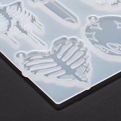 DIYペンダントシリコン像型  レジン型  粘土工芸の金型ツール  ハロウィーンをテーマにした混合形状  ホワイト  150x255x6mm&nbsp;DIY-P027-01