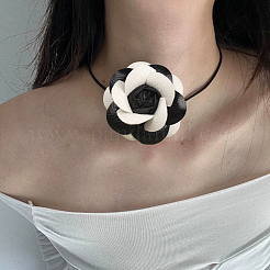 女の子用PUレザーワニ口ヘアクリップ  鉄と  花  ブラック  62~65x64~66x32mm&nbsp;OHAR-WH20008-18B