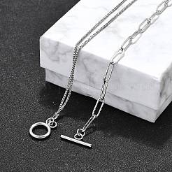 変色しない304ステンレススチールチェーンネックレス  トグル留め金付き  ステンレス鋼色  15.9インチ（40.5cm）&nbsp;NJEW-JN02767