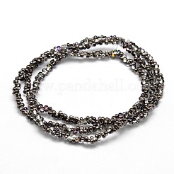 半分は骨ガラスビーズ連売りメッキ  黒メッキ  3x6mm  穴：1mm  約180個/連  20インチ&nbsp;EGLA-E029-HP02