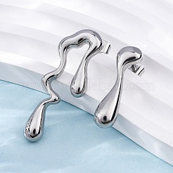 変色しない304ステンレススチール製スタッドピアス（女性用）  ステンレス鋼色  27x8mm  38.5x14.5mm&nbsp;EJEW-S227-37P