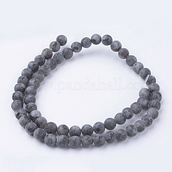 天然黒ラルビカイト ビーズ 連売り  ラウンド  艶消し  6~6.5mm  穴：1mm  約60個/連  14.9インチ（38cm）&nbsp;G-G735-57F-6mm