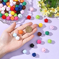 30個の不透明なアクリルビーズ  焼き付け塗料  ホワイト  16x16mm  穴：3mm&nbsp;OACR-YW0003-87A