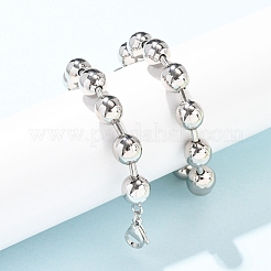 真鍮製ボールチェーンネックレス（男女兼用）  プラチナ  17.32インチ（44cm）  ビーズ：9.5~10mm&nbsp;NJEW-H089-01P