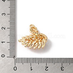 真鍮チャーム  ガラスと  白鳥の形  ピンク  19x19x6mm  穴：1.4mm&nbsp;KK-C062-047G