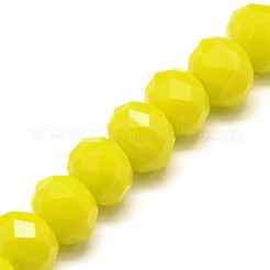 不透明ソリッドカラークリスタルガラスロンデルビーズ連売り  多面カット  きいろ  3.5~3.8x2.5~3mm  穴：1mm  約105~110個/連  29~31cm&nbsp;LS-EGLA-F049A-06