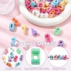 50個 10スタイル 不透明UVメッキアクリルビーズ  虹色の  数0~9  ミックスカラー  21~24x12~14x10.5~12mm  穴：6mm  5個/スタイル&nbsp;PACR-CJ0001-49