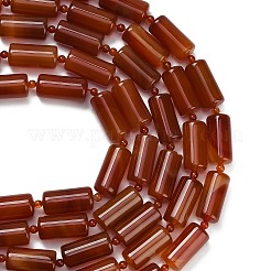 天然石赤瑪瑙ビーズ連売り  シリンダービーズ  染め＆加熱  コラム  シードビーズで  24.5~25x11~12mm  穴：0.9~1mm  約14個/連  15.75''（40センチメートル）&nbsp;G-B178-I02-01