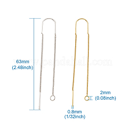 真鍮製スタッドピアスパーツ  アメリカンチェーンピアスとループ  ミックスカラー  103mm  穴：2mm  ピン：0.8mm  8個/セット&nbsp;KK-CD0001-02