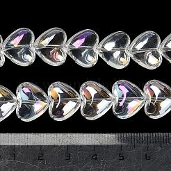 電気メッキガラスビーズセット  ハート  クリアAB  12.5x15x6~6.5mm  穴：1mm  約50個/連  23.62''（60センチメートル）&nbsp;EGLA-B008-01A-AB01