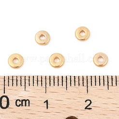 真鍮製スペーサービーズ  カドミウムフリー＆ニッケルフリー＆鉛フリー  ディスク  18KGP本金メッキ  4x1mm  穴：1.2mm&nbsp;KK-T035-100