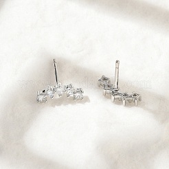 真鍮マイクロペーブクリアキュービックジルコニアスタッドピアス  鉛フリー＆カドミウムフリー  長持ちメッキ  ラックめっき  プラチナ  5x11mm&nbsp;EJEW-R016-26P-15