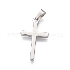 変色しにくい304ステンレススチールペンダント  宗教のテーマ  クロス  ステンレス鋼色  33x19x2mm  穴：7x4mm&nbsp;STAS-G205-08P