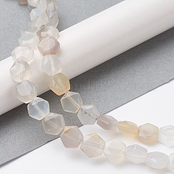 天然ホワイトアゲート瑪瑙ビーズ連売り  ファセット六角形カット  六角  8~8.5x9~9.5x4~4.5mm  穴：1mm  約25個/連  8.11''（20.6センチメートル）&nbsp;G-K359-C07-01