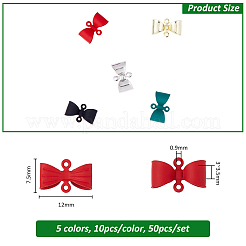 50色の亜鉛合金コネクタチャーム5個  ちょう結びのリンク  ミックスカラー  7.5x12x3~3.5mm  穴：0.9mm  10個/カラー&nbsp;FIND-FH0010-18