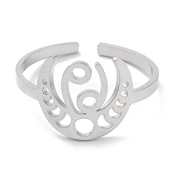 女性用304ステンレススチール星座リング  蟹座  18mm  内径：18mm&nbsp;RJEW-U024-01P-06